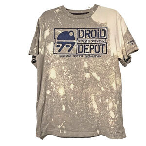 Disney Star Wars Galaxy Edge T Shirt Mens Medium Beige Gray Droid Depot Tye Dye